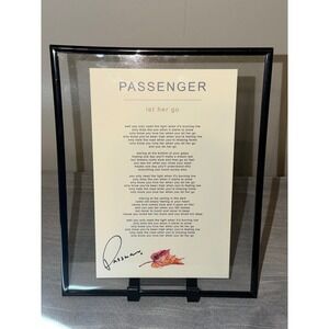 Passenger Let Her Go Lyric Print Excellent Condition Signed Framed Art